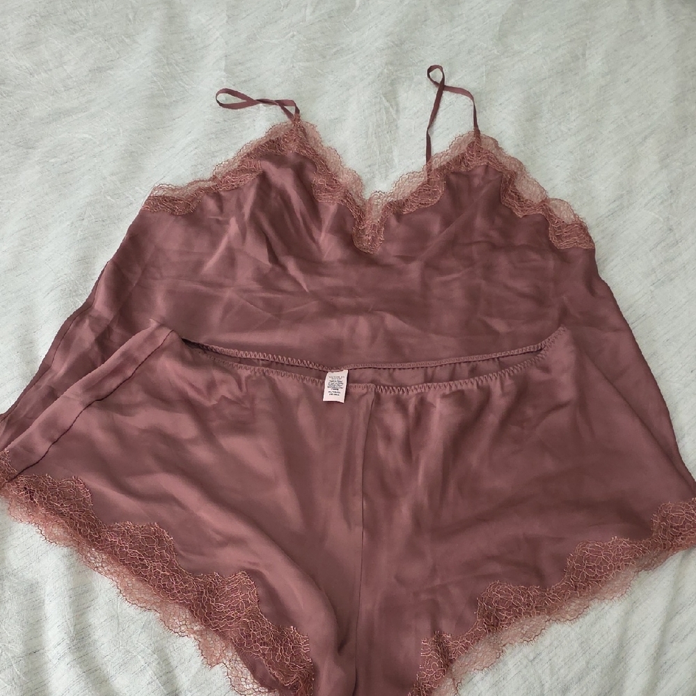 Silky Lace Trim Cami & Short Set, Victorias Secret, Size XL